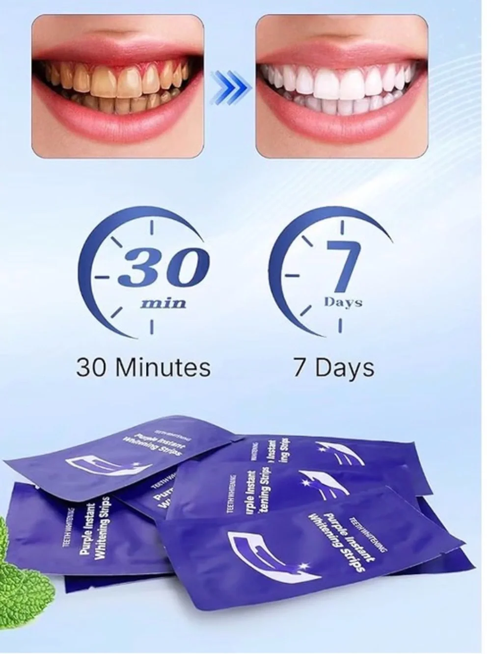 Professional Teeth Whitening Strips - Purple - Mint Flavor